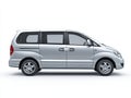Silver Minivan on White Background Side Profile View Royalty Free Stock Photo