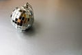 Silver mirror music club disco ball small round glass winter shi Royalty Free Stock Photo