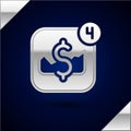 Silver Mobile stock trading concept icon isolated on dark blue background. Online trading, stock market analysis