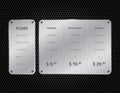 Silver modern pricing table with on dark