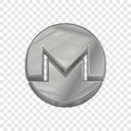Silver monero coin trendy 3d style vector icon.