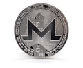 Silver Monero XMR coin isolated on a white background