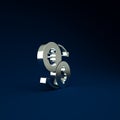 Silver Money exchange icon isolated on blue background. Euro and Dollar cash transfer symbol. Banking currency sign. Minimalism Royalty Free Stock Photo