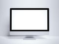 Silver monitor screen with blank display. 3d rendering Royalty Free Stock Photo