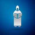 Silver Monk icon isolated on blue background. Vector Illustration