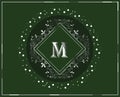 silver monogram green background