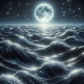 Silver Moonlight Waves Soft silver waves illuminated by a full m Royalty Free Stock Photo