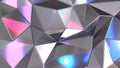 Silver mosaic background, shiny metal polygons abstract pattern, triangle shapes purple blue metallic Royalty Free Stock Photo