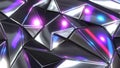 Silver mosaic background, shiny metal polygons abstract pattern, triangle shapes purple blue metallic Royalty Free Stock Photo