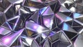 Silver mosaic background, shiny metal polygons abstract pattern, triangle shapes purple blue metallic Royalty Free Stock Photo