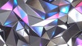 Silver mosaic background, shiny metal polygons abstract pattern, triangle shapes purple blue metallic Royalty Free Stock Photo