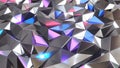 Silver mosaic background, shiny metal polygons abstract pattern, triangle shapes purple blue metallic Royalty Free Stock Photo