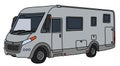 The silver motor home