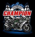 silver motorbike racing flag Royalty Free Stock Photo