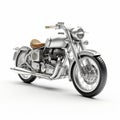 3d Silver Motorcycle With Dieselpunk Style On White Background