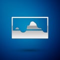 Silver Music wave equalizer icon isolated on blue background. Sound wave. Audio digital equalizer technology, console