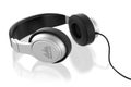 Silver musical headphones.