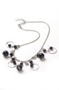 Silver Necklace with black balls