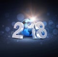 Worldwide greeting symbol for 2018 New Year card Royalty Free Stock Photo