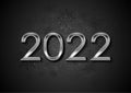 Silver New Year 2022 lettering and black snowflakes abstract background Royalty Free Stock Photo