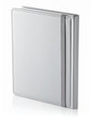 Silver Notebook with Elastic Band on White Background for Mockup Design Royalty Free Stock Photo