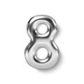 Silver Number Balloon 8 Eight. Vector realistic 3d character