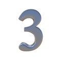 Silver number 3 isolated on white Royalty Free Stock Photo