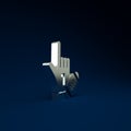 Silver Number 1 one fan hand glove with finger raised and american football ball icon isolated on blue background. Set Royalty Free Stock Photo
