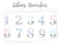 Silver numbers collection of vector ilustration on white background Royalty Free Stock Photo