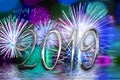 2019 silver numbers fireworks background