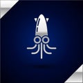 Silver Octopus icon isolated on dark blue background. Vector