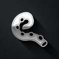 Silver Octopus of tentacle icon isolated on black background. Long shadow style. Vector