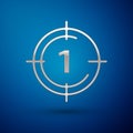 Silver Old film movie countdown frame icon isolated on blue background. Vintage retro cinema timer count. Vector Royalty Free Stock Photo