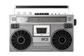 Silver old-school ghetto blaster or boombox with clipping path Royalty Free Stock Photo