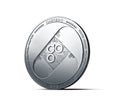 Silver OMISEGO OMG coin isolated on white background.