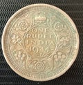Silver One Rupee Coin of King George VI of 1944