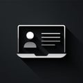 Silver Online class icon isolated on black background. Online education concept. Long shadow style. Vector Royalty Free Stock Photo
