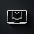 Silver Online class icon isolated on black background. Online education concept. Long shadow style. Vector Royalty Free Stock Photo