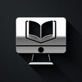 Silver Online class icon isolated on black background. Online education concept. Long shadow style. Vector Royalty Free Stock Photo