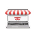 Silver open laptop with and screen buy. Concept online shopping Royalty Free Stock Photo