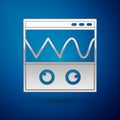 Silver Oscilloscope measurement signal wave icon isolated on blue background. Vector