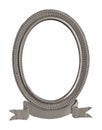 Silver oval frame for paintings, mirrors or photo isolated on white background. Design element with clipping path