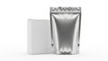Silver packaging with white box Royalty Free Stock Photo