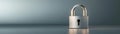 Silver padlock with key, a symbol of security and protection in digital world Royalty Free Stock Photo