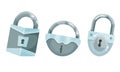 Silver Padlock with Keyhole as Security Mechanism Vector Set