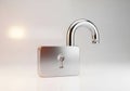 A silver padlock with a rectangular body and polished finish is Royalty Free Stock Photo
