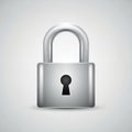 Silver padlock with a rectangular body Royalty Free Stock Photo