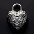 Silver padlock in the shape of a heart. Heart as a symbol of affection and Royalty Free Stock Photo