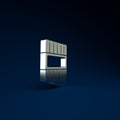 Silver Pan flute icon isolated on blue background. Traditional peruvian musical instrument. Zampona. Folk instrument Royalty Free Stock Photo