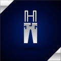 Silver Pants with suspenders icon isolated on dark blue background. Vector Royalty Free Stock Photo